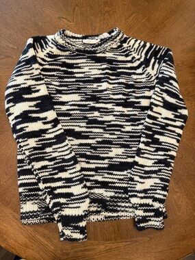 Tory Burch Black & White Marled Merino Wool Sweater